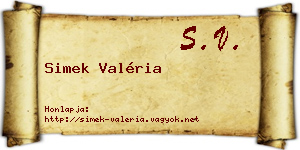 Simek Valéria névjegykártya